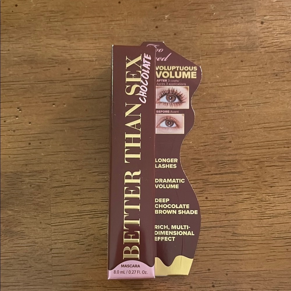 Too Faced Voluptuous Volume Better Than Sex Mascara in Chocolate NIB